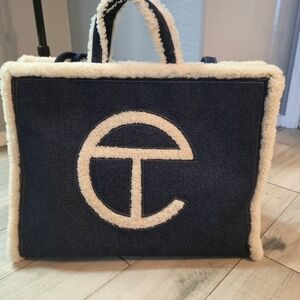 UGG x Telfar Large Denim Shearling Logo Bag Limited Edition